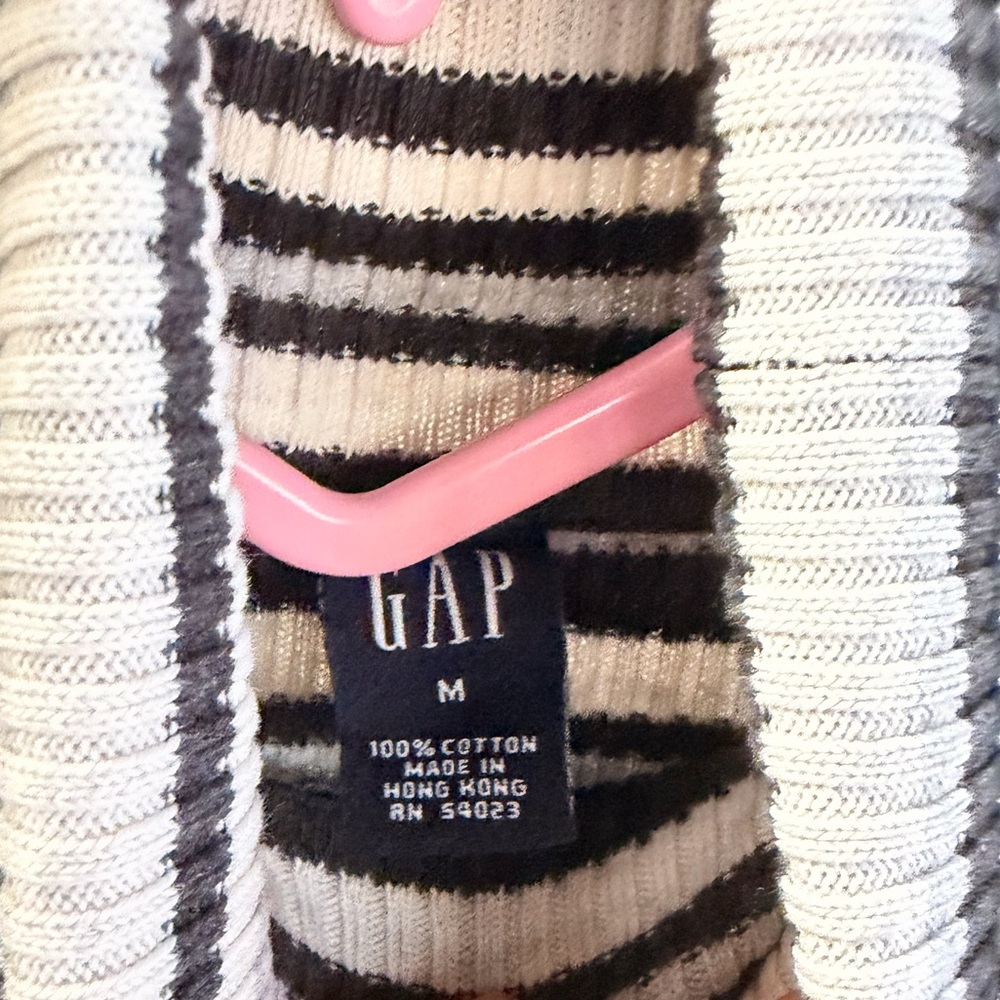 Vintage Gap Women’s Y2K Turtleneck Stripe Top 2002 Long Sleeve Size Medium - Picture 4 of 5